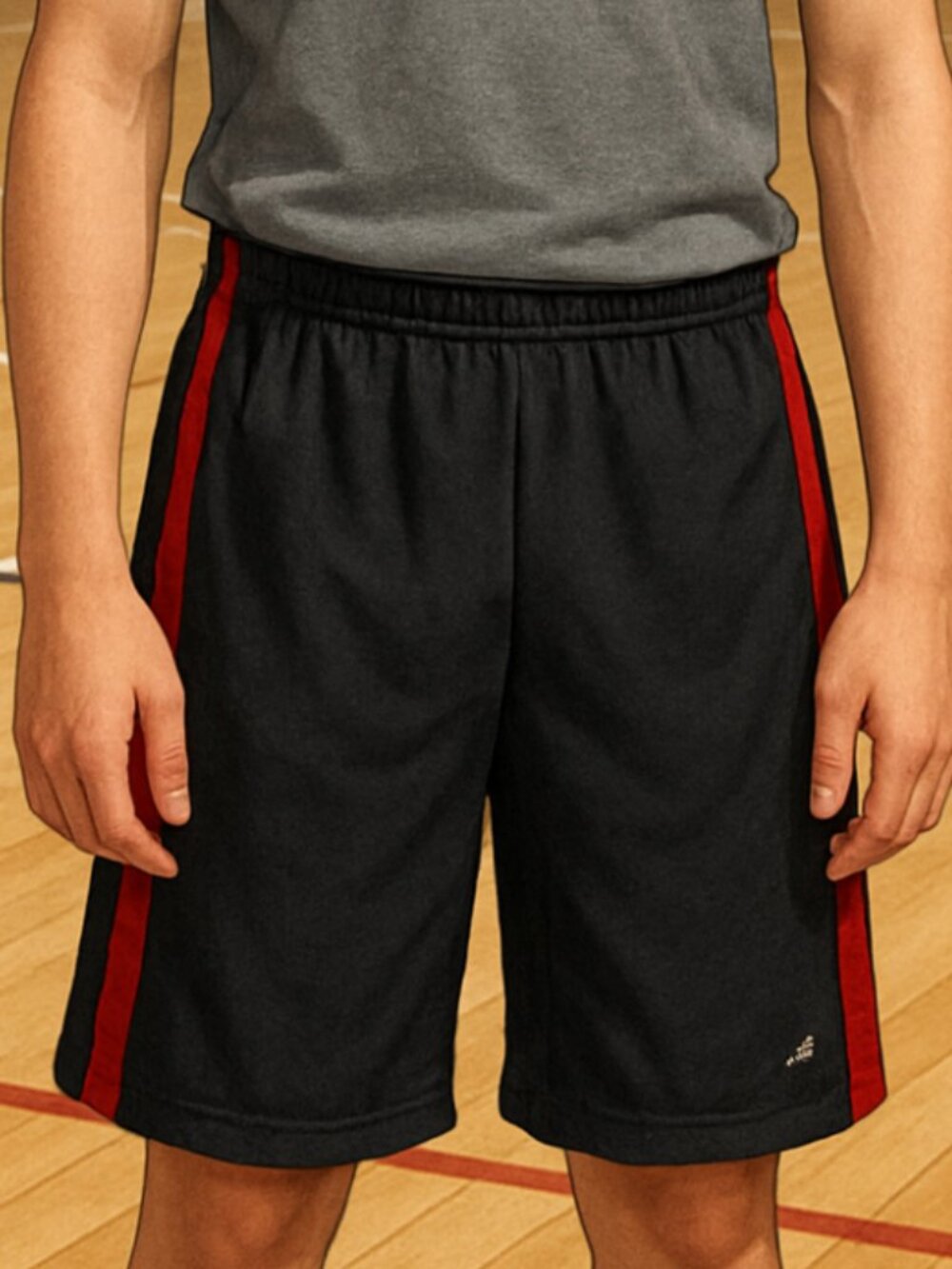 SALE! Pro Player Boys Athletic Black Elastic Waist Side Stripe Shorts size 14